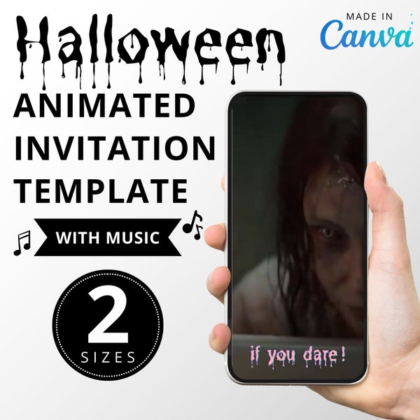 Video Invitation Halloween Birthday, Evil Dead Rise Costume Party Creepy Invite, Horror Movie Animated Evite, Canva Photo Music Spooky Edits