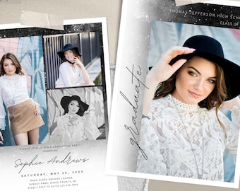 Yearbook Ad Template, Self Edit with Canva, Full Page Editable Layout, Minimalist 2-Page Photos Senior Graduate 2024, DIY Download Printable