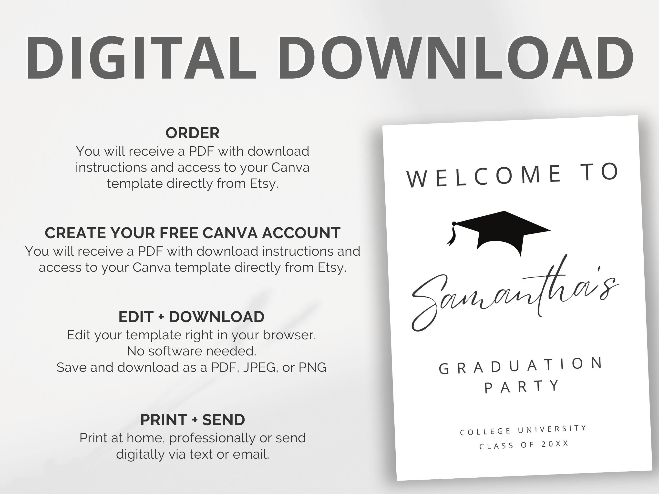 Graduation Party Welcome Sign With Photo | Modern Grad Reception Poster ...