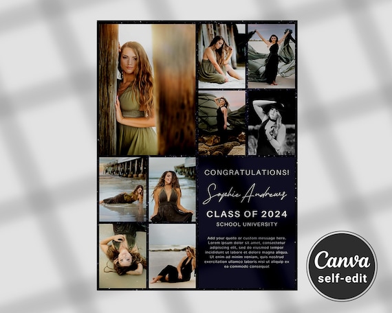 Senior Yearbook Ad Template Full Page | Seniors Dedication Photo Collage Template Easy Editable Canva Ads Printable Digital Download
