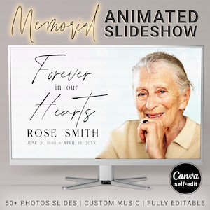 Funeral Slideshow Template with Music, Pastel Bokeh Animation Editable Photos Slideshow, In Loving Memory Memorial Video Tribute Canva DIY