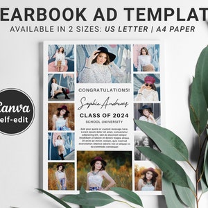 Senior Yearbook Ad Quarter Page | High School Graduation Announcement Editable Canva Template, Custom Instant Digital Download Printable DIY