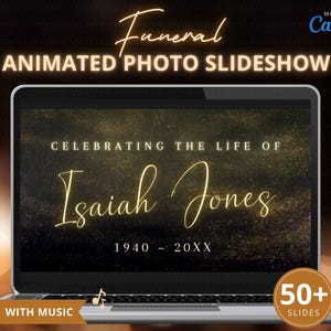 Funeral Slideshow Template Canva, Memorial Video, Celebration of Life Service, Editable Photo Tribute Presentation Slides with Custom Music