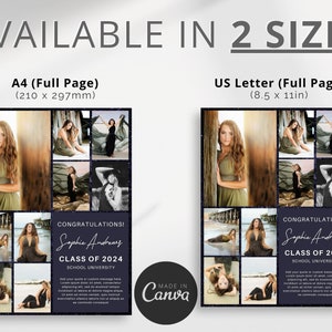 Senior Yearbook Ad Template Full Page | Seniors Dedication Photo Collage Template Easy Editable Canva Ads Printable Digital Download image 4