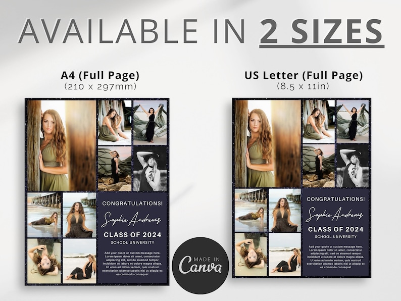 Senior Yearbook Ad Template Full Page | Seniors Dedication Photo Collage Template Easy Editable Canva Ads Printable Digital Download image 4