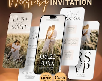 Minimalist Wedding Invitation Template with Clickable RSVP, Animated Mobile Invite Engagement Gift (Digital Download) M01