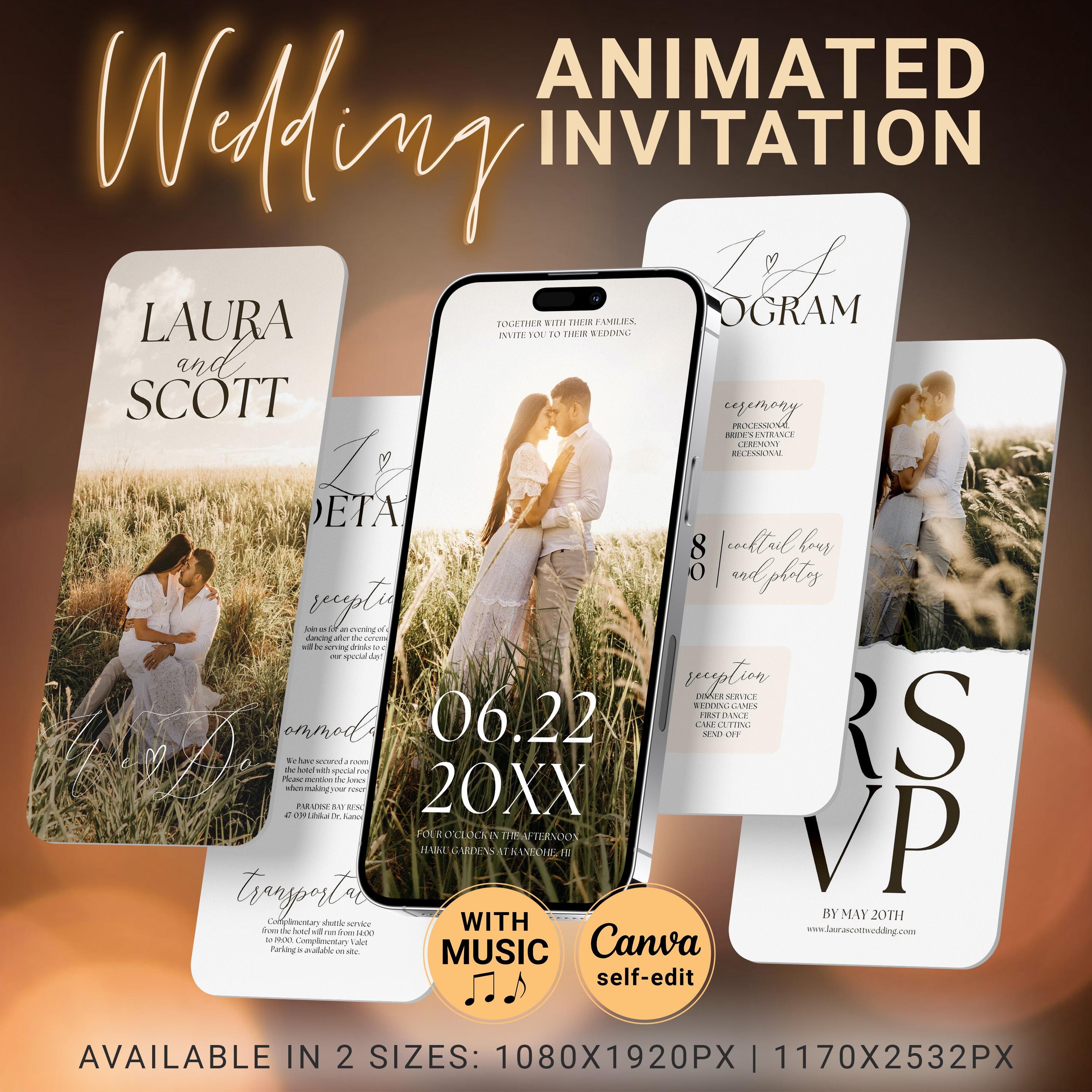 Minimalist Wedding Invitation Template With Clickable RSVP, Animated ...