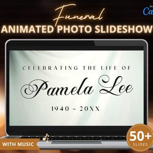 Memorial Slideshow Template, Animated White Cloth Video Memorial Tribute Custom Photos, Canva Editable Celebration of Life Slides Download