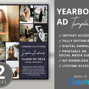 Senior Yearbook Ad Template Full Page | Seniors Dedication Photo Collage Template Easy Editable Canva Ads Printable Digital Download image 3
