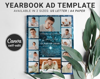 Yearbook Ad Template Full Page Canva | Editable High School Graduation Tribute Ad Canva DIY Photos Dedication Instant Digital Download