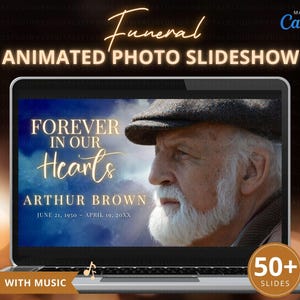 Memorial Slideshow Template Canva, Animated Blue Heaven Sky Funeral Presentation and Celebration of Life Photos Show with Music, Canva Video