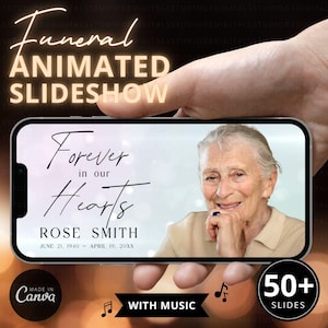 Funeral Slideshow Template, Memorial Video, Editable Bright Pastel Bokeh Animation Background Celebration of Life Tribute Canva DIY Download