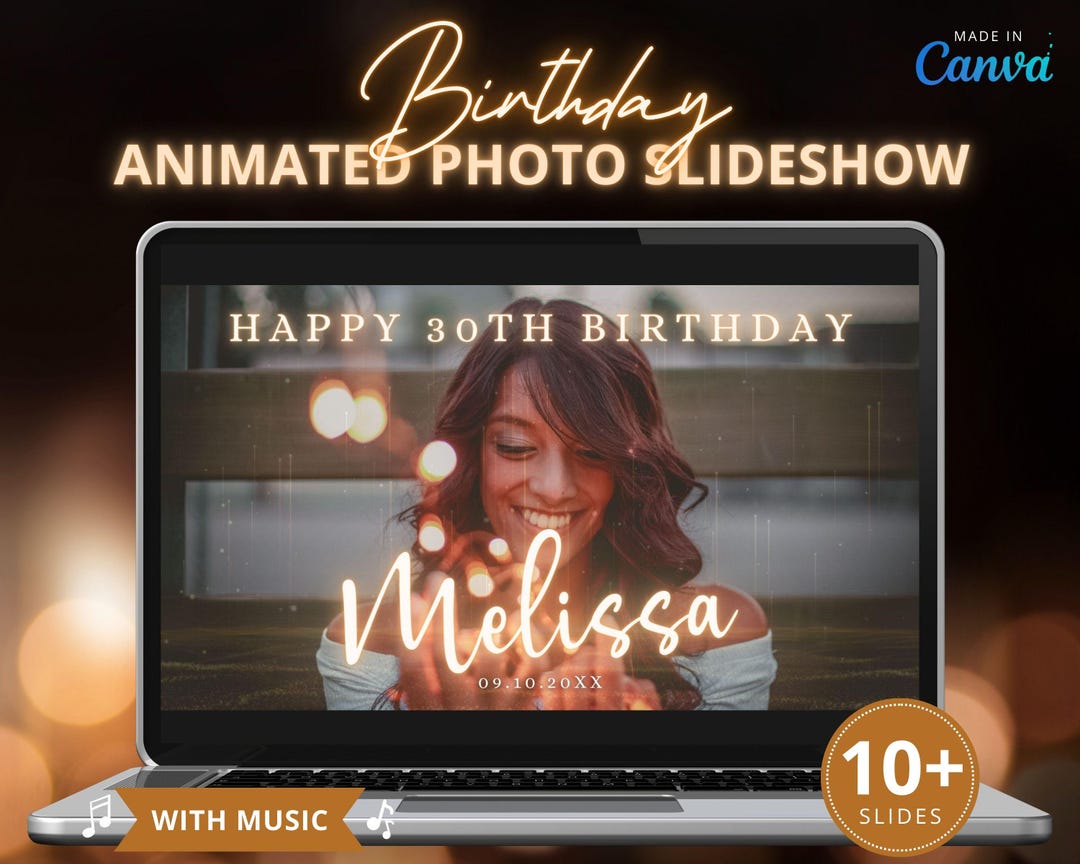 30th Birthday Animated Gold Photo Slideshow Template, Editable ...