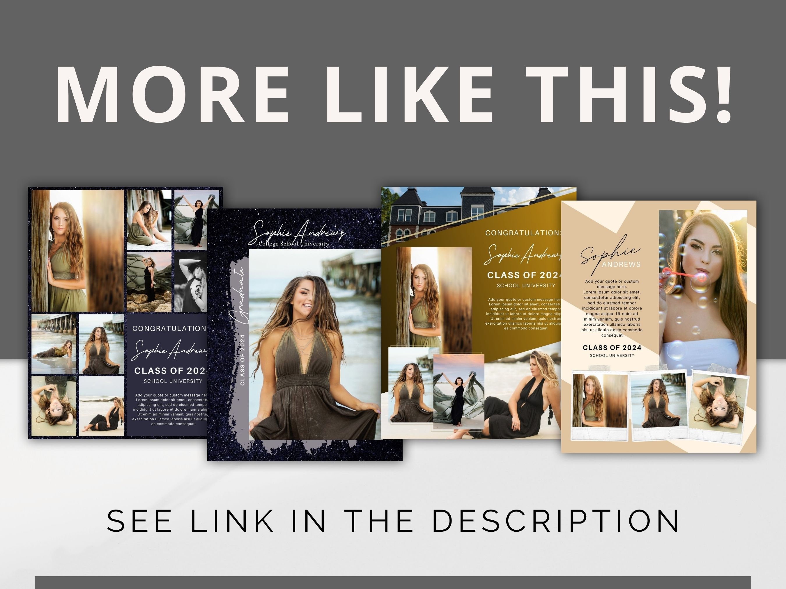 Editable Yearbook Ad Template Canva DIY Stardust Background Design