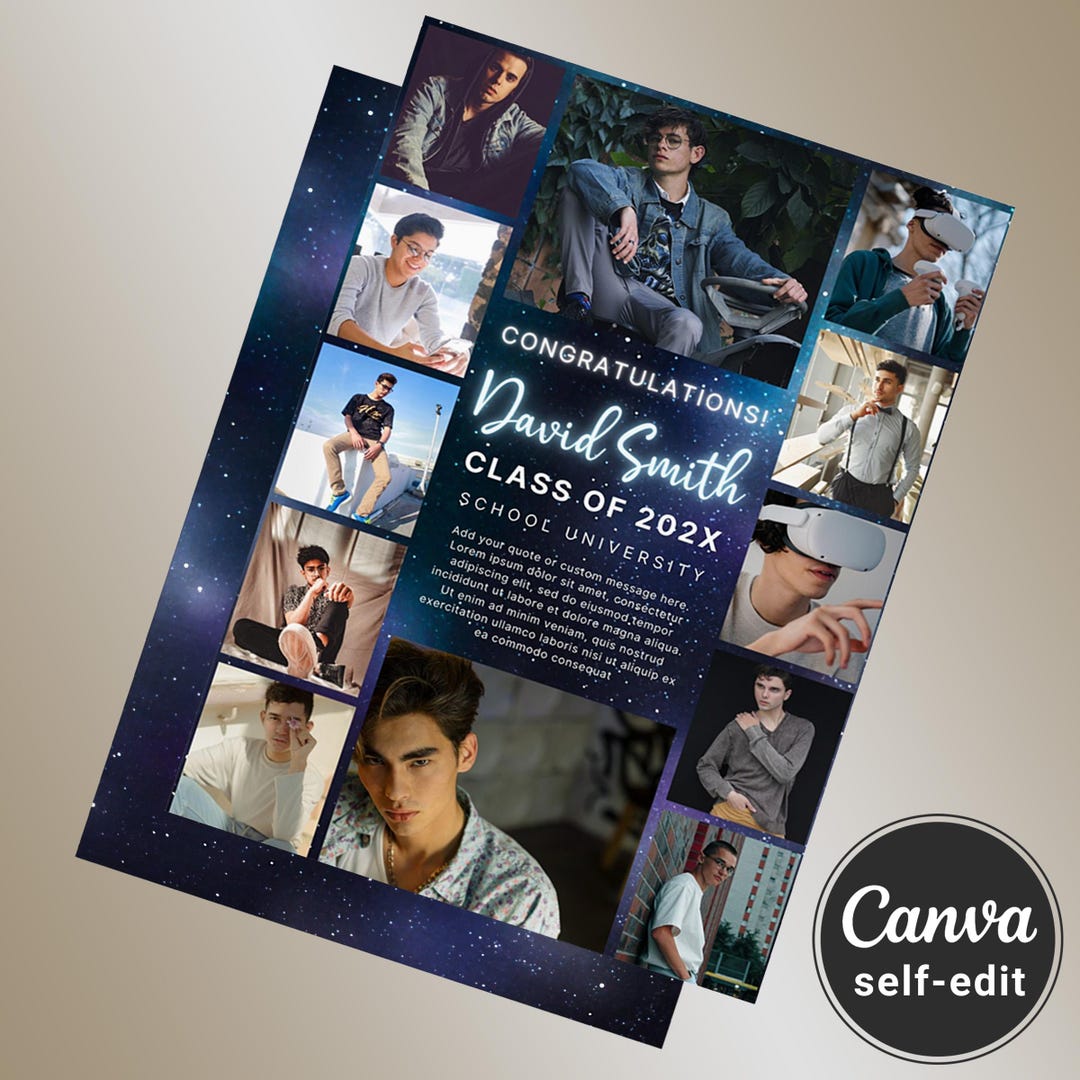 Sample Grad Ad Yearbook Ad Template High School Grad, Editable Template for Boys ...