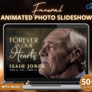 Funeral Slideshow Template Canva, Celebration of Life Memorial Service Video, Editable Photo Tribute Slides Show Template with Custom Music