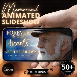 Funeral Photo Slideshow Template, Animated Heaven Sky Forever In Our Hearts Memorial Tribute Slides, Editable Celebration of Life Canva DIY