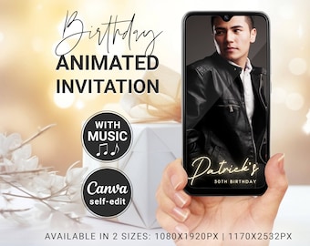 Surprise Birthday Invitation with Beer | Mens Digital Surprise Invite Video Template for Him | Cheers and Beers Canva DIY, Instant Download