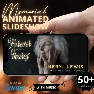 Celebration of Life Editable Photos Slideshow Funeral Tribute Slides for Grandma, In Loving Memory Memorial Video Presentation Canva Digital