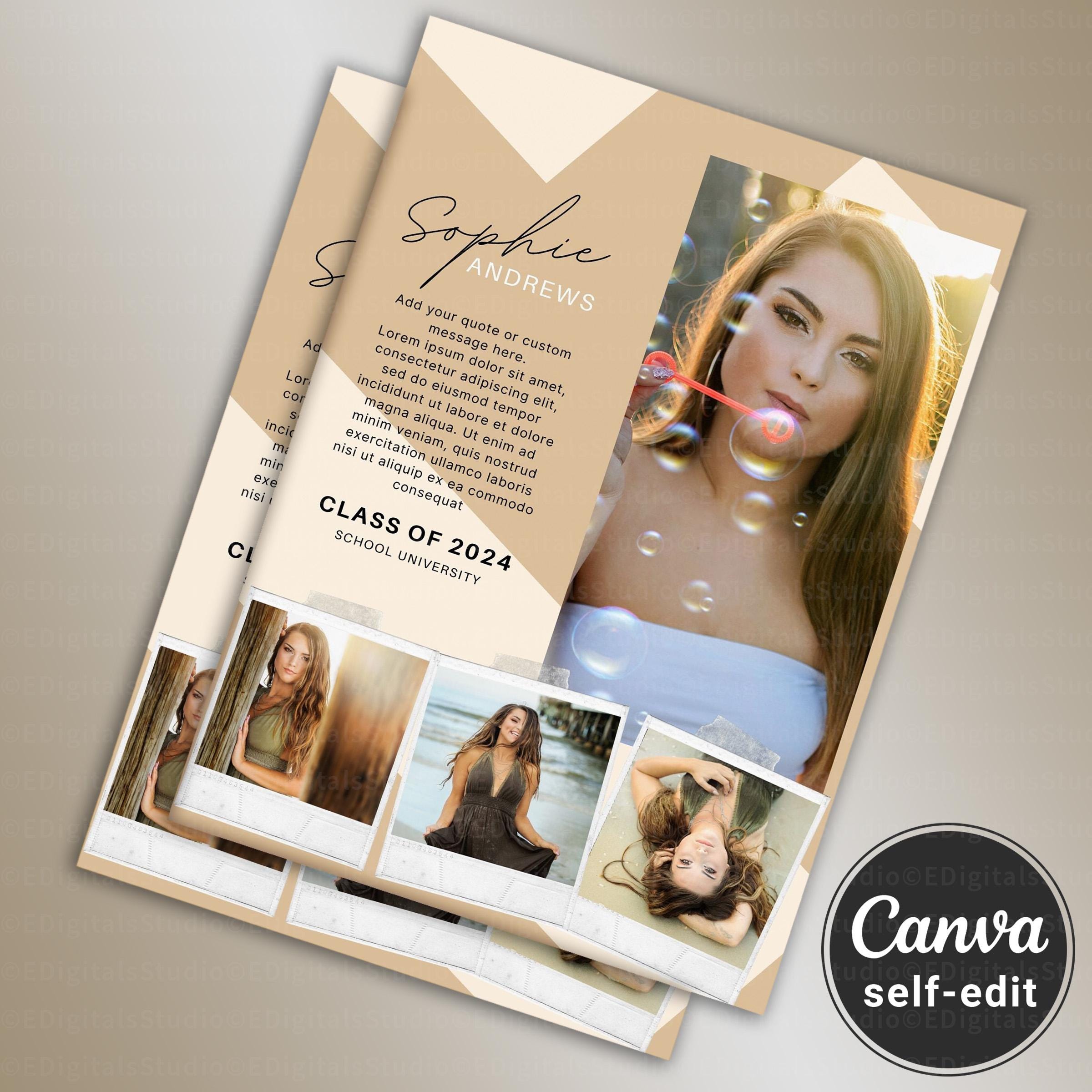 Template for a Yearbook Ad, Graduation Dedication Full Page Custom 4 ...
