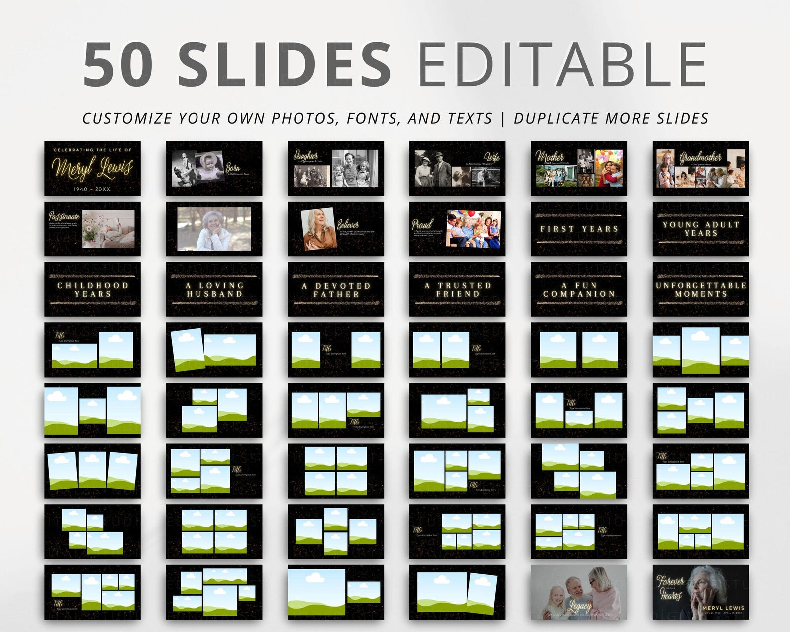 Rustic Memory Slideshow Funeral Photo Slideshow Template, Custom Photos Video Tribute Slides ...