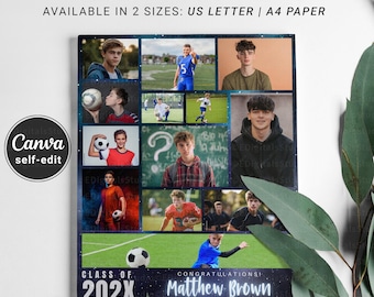 High School Senior Yearbook Ad Template, Graduation Announcement Ads Class of 2025 Year Book, Editable 13 Photo Full Page Grad Tribute Canva