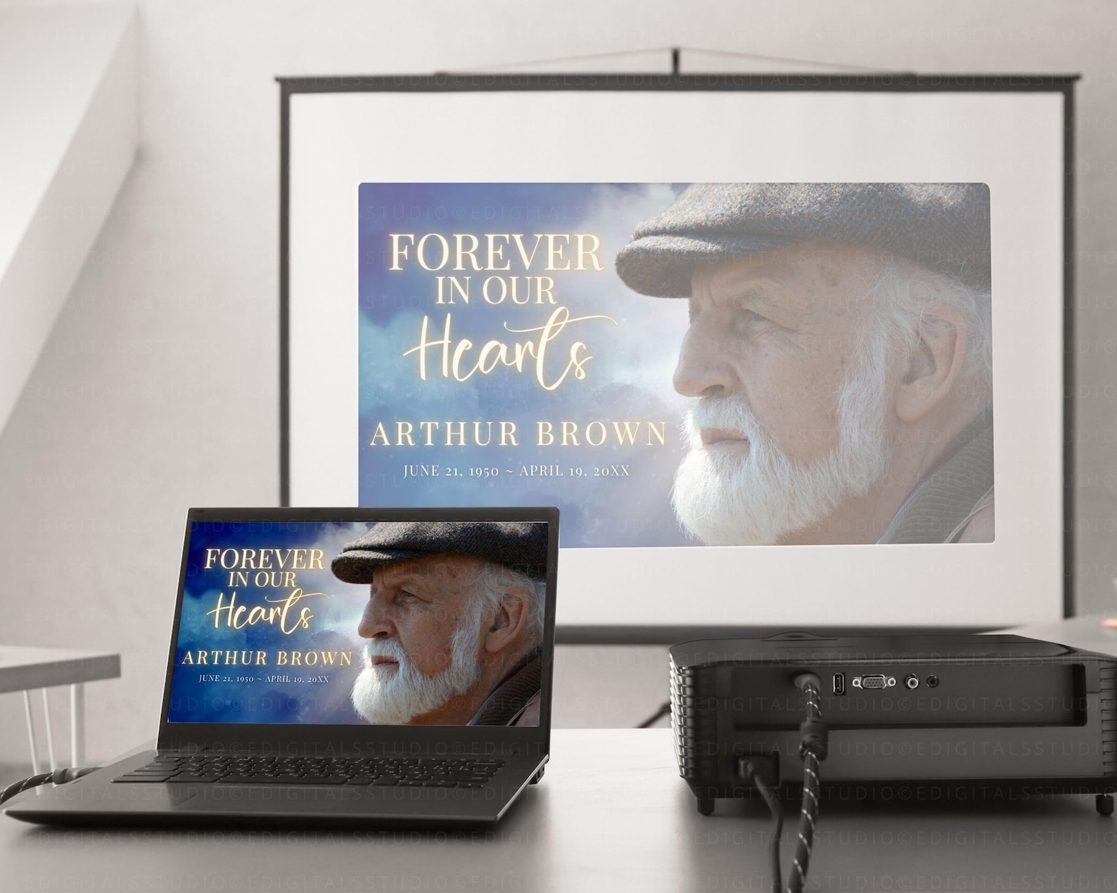 Memorial Slideshow Template Canva, Animated Blue Heaven Sky Funeral ...