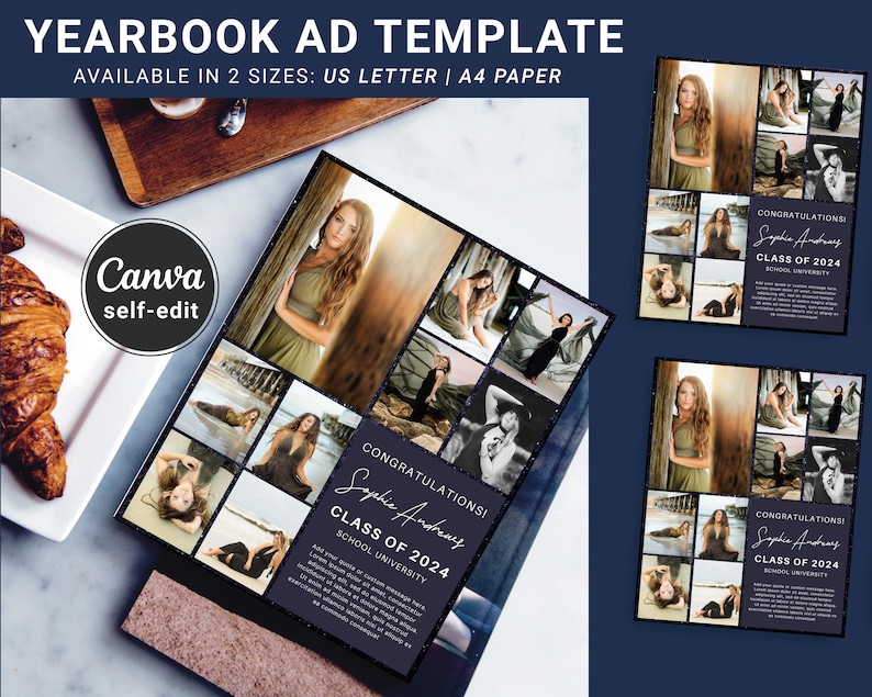 Senior Yearbook Ad Template Full Page | Seniors Dedication Photo Collage Template Easy Editable Canva Ads Printable Digital Download image 2