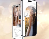 Graduation Video Invitation Template, 2-Slide Animated Photo & Music Grad Party Mobile Invite, Editable Canva Digital Download, M01