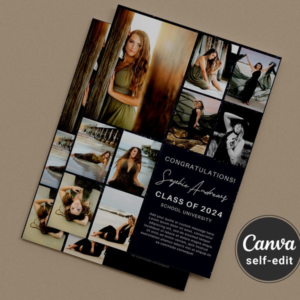 Senior Yearbook Ad Full Page |  High School Yearbook Photo Collage Space Background Template | Canva Ads Printable Digital Download