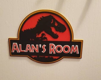Jurassic Park / Jurassic World Door Wall Decor Sign Dinosaur Personalized Name Sign