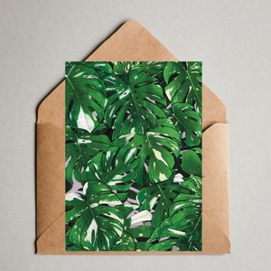 Monstera Deliciosa Postkarte, Illustration botanische Blätter, Pflanzenliebhaber Geschenkidee, tropisches Design, Plantlady, urban jungle