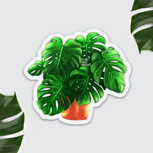 Kitchen Decoration Plant, Fridge Magnet Plant, Monstera Deliciosa Leaf, Botanical Illustration, Urban Jungle Housewarming Gift