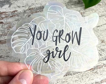 Suncatcher Sticker, Monstera deliciosa, You grow Girl, Plantlady, Plantlover, Prism, Rainbow Effect, Window Decoration, Sun Catcher Sticker