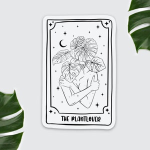 Kühlschrankmagnet Tarotkarte The Plantlover, Monstera blatt, Botanic Lineart, kleines geschenk, Urban Jungle, You Grow Girl, Pflanzen Magnet