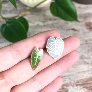 Plant pin, pin Anthurium Clarinervium, pin houseplant, brooch botanical leaf, gift jewelry plant, enamel pin image 9