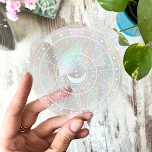 Light Catcher Astrology, Zodiac Sun Catcher Sticker, Zodiac Sign Illustration, Rainbow Maker, Horoscope Spiritual Natal Chart