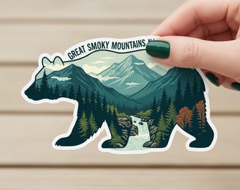 Smoky Mountains Bear Sticker, National Park Vinyl Decal