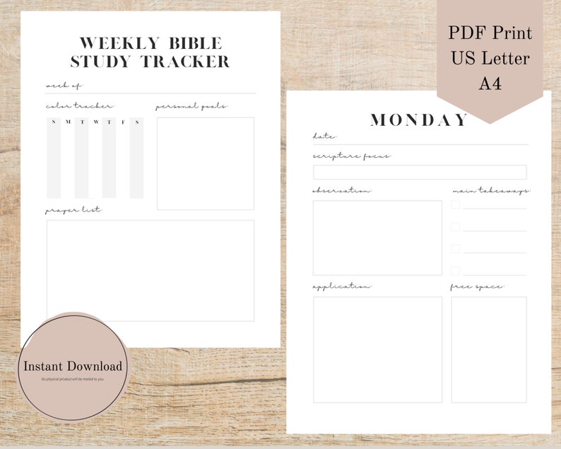 Digital Bible Study Tracker/ Bible Study Guide/instant Download/digital ...
