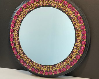 9 inch Hand Painted Mandala Mirror