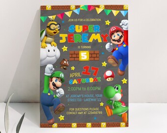 Nintendo Invitation Etsy