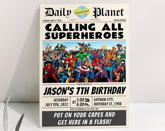 Personalized Superhero Themed Birthday Invitation | Avengers Invite Party | Instant Download | For Boys | Editable | Printable | Customized