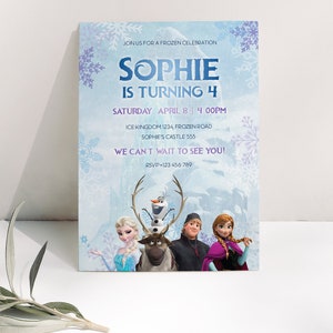 Personalized Frozen Birthday Party Invitation Template, Princess Themed, Girls Birthday, Elsa, Anna, Printable Instant Download