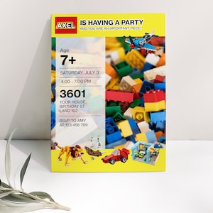 Personalized Building Blocks Birthday Invitation Template, Blocks Party Editable, Printable, Digital Invites, Boys, Girls, Instant Download