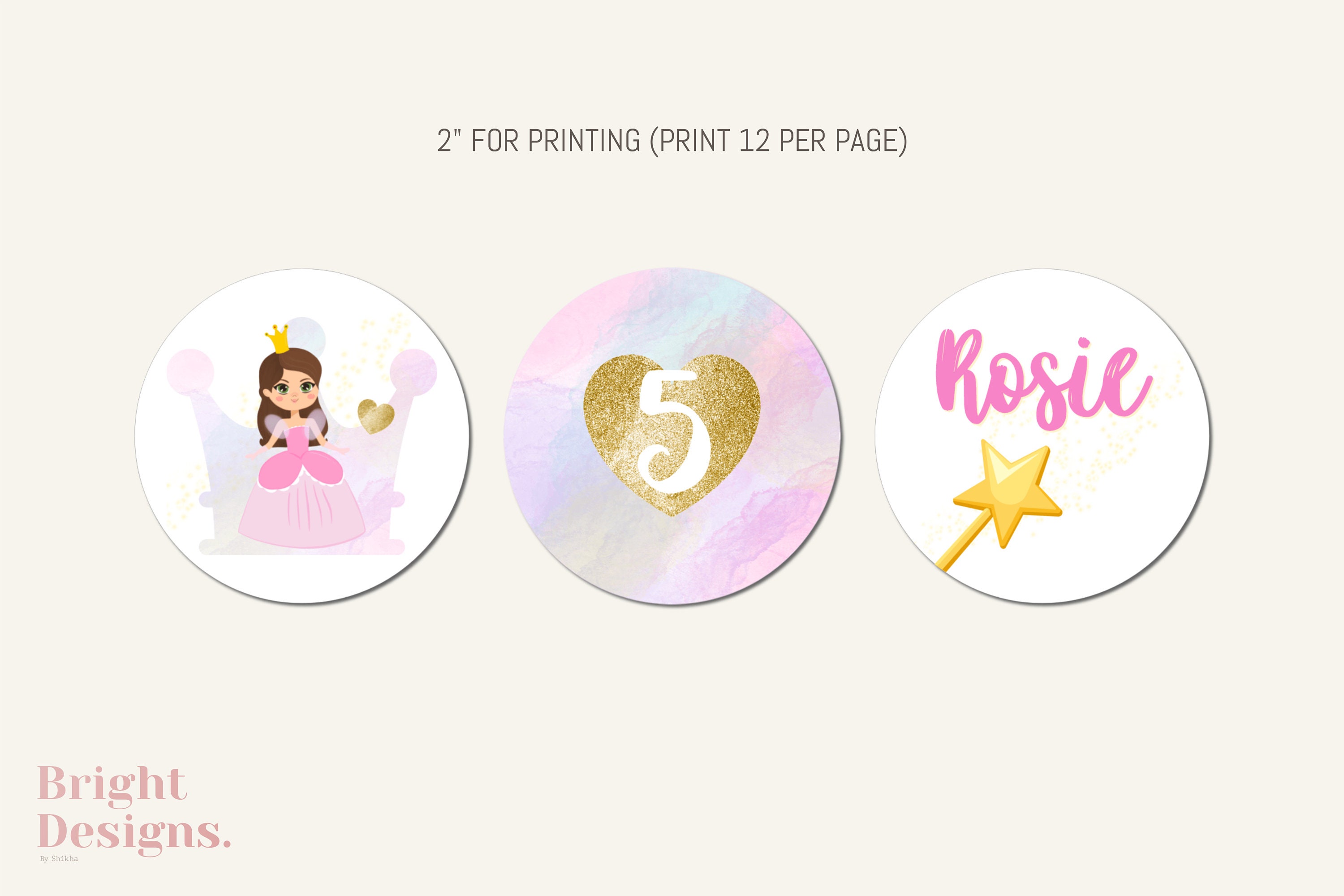 Personalized Princess Cupcake Toppers Princess Birthday | Etsy