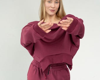 Luxuriuos Leisure Suit, Sweatshirt And Wide Pants, Custom Tracksuit, Casual Clothing, Fashion Girl, Travel Suit, Cotton Tracksuit, Two Piece