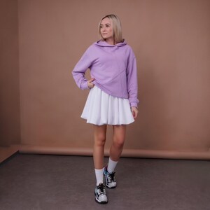 Lilac Women Hoodie, Organic Cotton Hoodie, Gift For Her, Designer Hoodie, Custom Hoodie, Designer Clothing, Oversized Hoodie, Purple Sweater