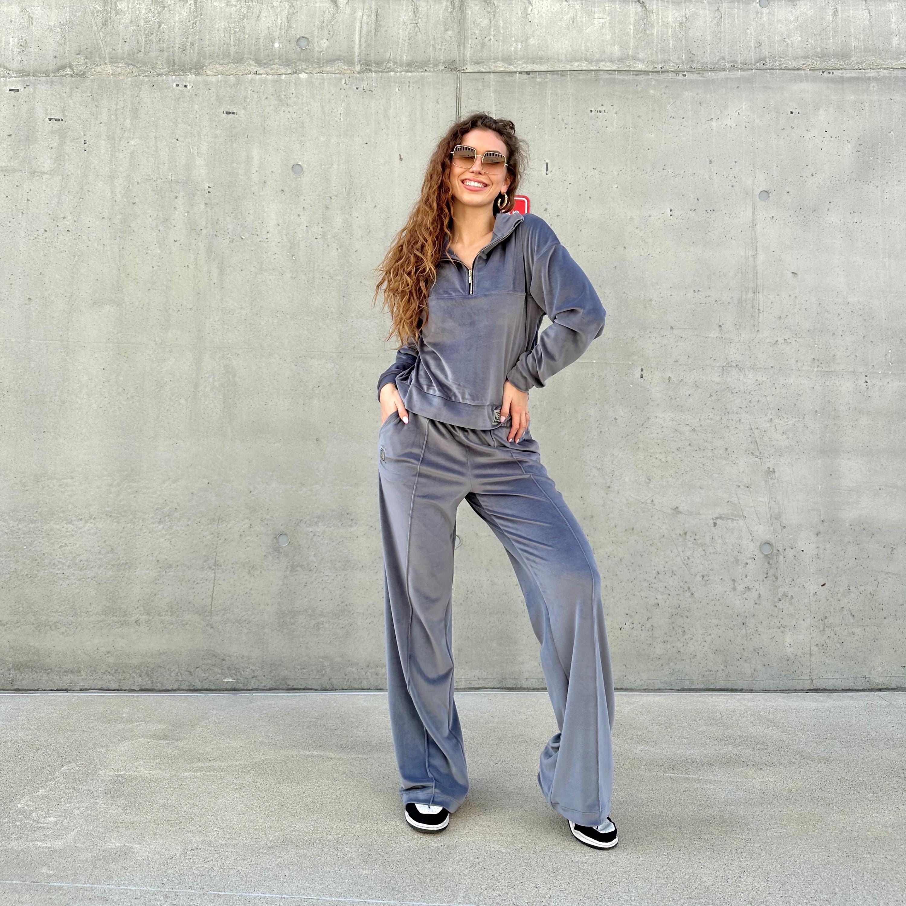 Velvet Tracksuit Womens Velour Sweatpants Pants Plt Velvet