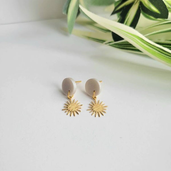 Sun Studs | Drop Studs | Polymer Clay Earrings | Clay Studs | One of a Kind