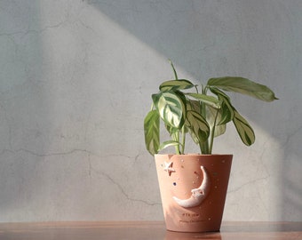 Luna- Handmade Terracotta Pot, Moon Planter, Houseplant pot, terracotta planter, unique pot